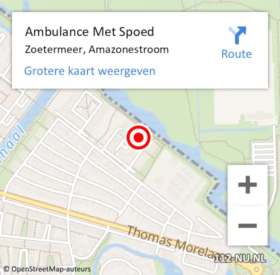 Locatie op kaart van de 112 melding: Ambulance Met Spoed Naar Zoetermeer, Amazonestroom op 17 juni 2024 13:54