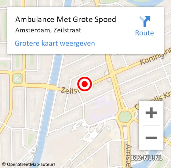 Locatie op kaart van de 112 melding: Ambulance Met Grote Spoed Naar Amsterdam, Zeilstraat op 17 juni 2024 14:03