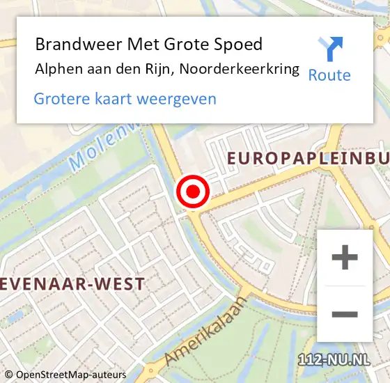 Locatie op kaart van de 112 melding: Brandweer Met Grote Spoed Naar Alphen aan den Rijn, Noorderkeerkring op 17 juni 2024 14:04