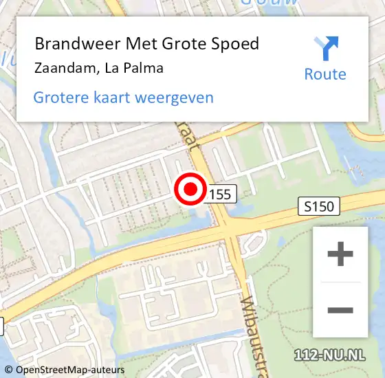 Locatie op kaart van de 112 melding: Brandweer Met Grote Spoed Naar Zaandam, La Palma op 17 juni 2024 14:05