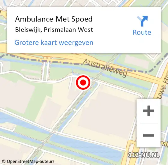 Locatie op kaart van de 112 melding: Ambulance Met Spoed Naar Bleiswijk, Prismalaan West op 17 juni 2024 14:07