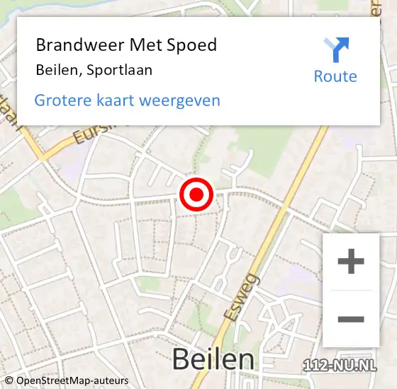 Locatie op kaart van de 112 melding: Brandweer Met Spoed Naar Beilen, Sportlaan op 9 oktober 2014 18:39