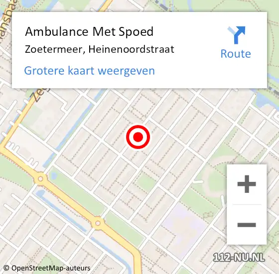 Locatie op kaart van de 112 melding: Ambulance Met Spoed Naar Zoetermeer, Heinenoordstraat op 17 juni 2024 14:33