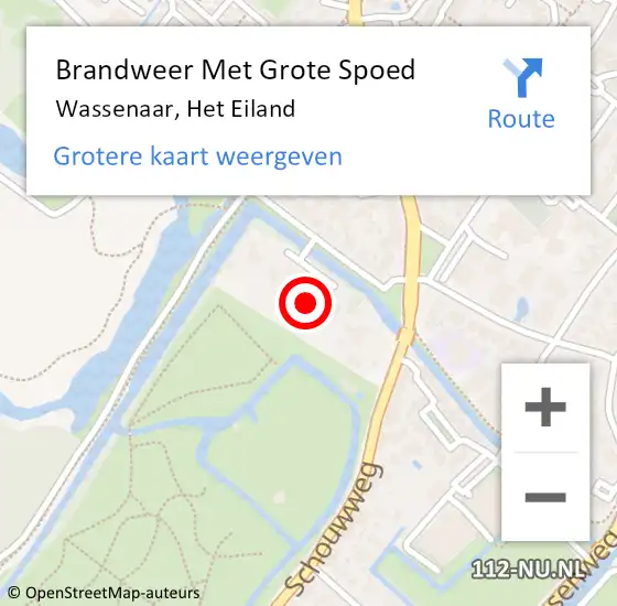 Locatie op kaart van de 112 melding: Brandweer Met Grote Spoed Naar Wassenaar, Het Eiland op 17 juni 2024 14:33