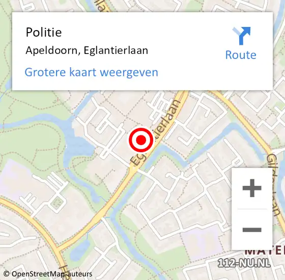 Locatie op kaart van de 112 melding: Politie Apeldoorn, Eglantierlaan op 17 juni 2024 14:42