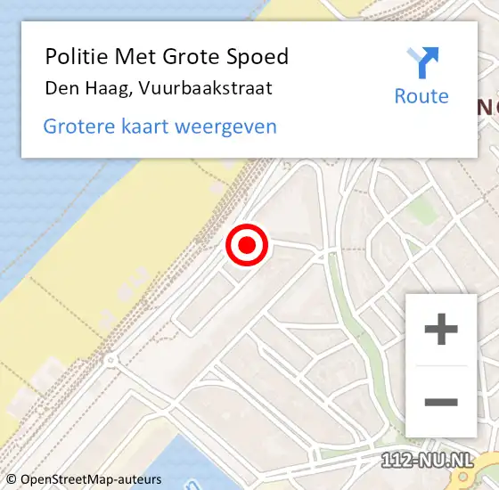 Locatie op kaart van de 112 melding: Politie Met Grote Spoed Naar Den Haag, Vuurbaakstraat op 17 juni 2024 14:45