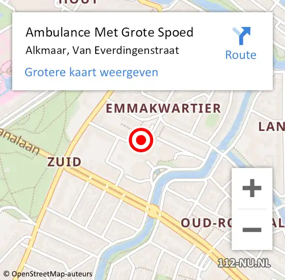 Locatie op kaart van de 112 melding: Ambulance Met Grote Spoed Naar Alkmaar, Van Everdingenstraat op 17 juni 2024 14:53