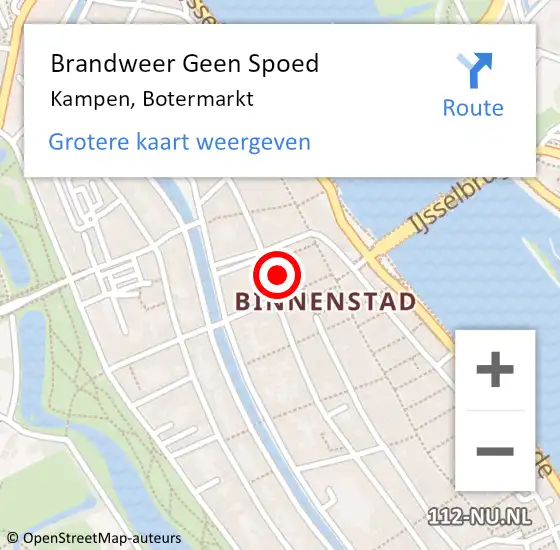 Locatie op kaart van de 112 melding: Brandweer Geen Spoed Naar Kampen, Botermarkt op 17 juni 2024 15:05