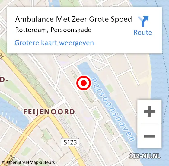 Locatie op kaart van de 112 melding: Ambulance Met Zeer Grote Spoed Naar Rotterdam, Persoonskade op 17 juni 2024 15:06