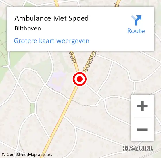 Locatie op kaart van de 112 melding: Ambulance Met Spoed Naar Bilthoven op 17 juni 2024 15:22