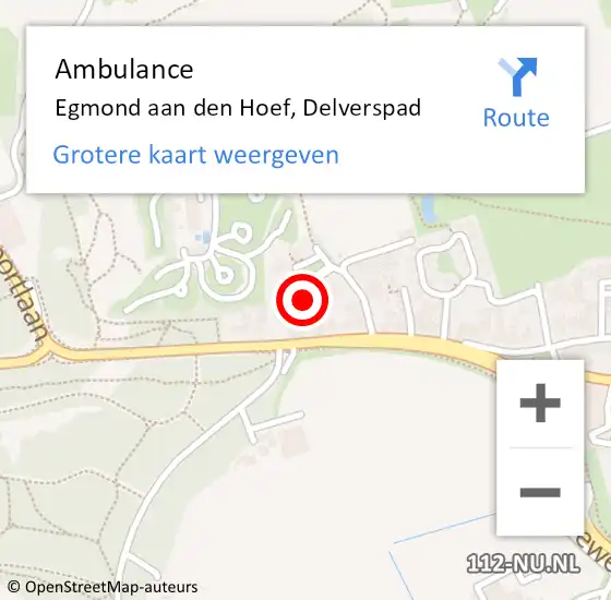 Locatie op kaart van de 112 melding: Ambulance Egmond aan den Hoef, Delverspad op 17 juni 2024 15:34