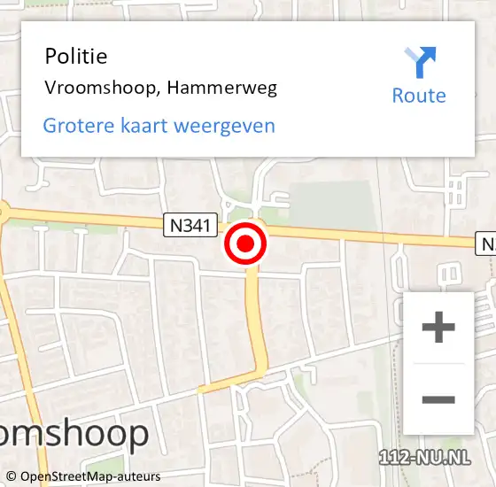 Locatie op kaart van de 112 melding: Politie Vroomshoop, Hammerweg op 17 juni 2024 15:38