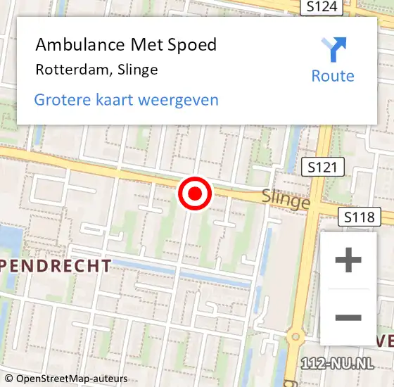 Locatie op kaart van de 112 melding: Ambulance Met Spoed Naar Rotterdam, Slinge op 17 juni 2024 15:40