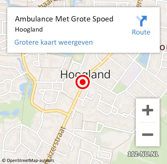 Locatie op kaart van de 112 melding: Ambulance Met Grote Spoed Naar Hoogland op 17 juni 2024 15:43