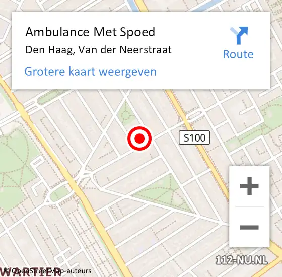 Locatie op kaart van de 112 melding: Ambulance Met Spoed Naar Den Haag, Van der Neerstraat op 17 juni 2024 15:46