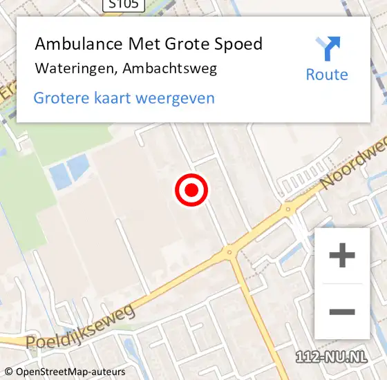 Locatie op kaart van de 112 melding: Ambulance Met Grote Spoed Naar Wateringen, Ambachtsweg op 17 juni 2024 15:53