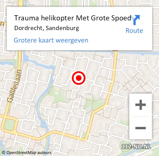 Locatie op kaart van de 112 melding: Trauma helikopter Met Grote Spoed Naar Dordrecht, Sandenburg op 17 juni 2024 15:53