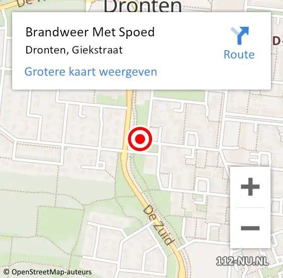 Locatie op kaart van de 112 melding: Brandweer Met Spoed Naar Dronten, Giekstraat op 17 juni 2024 15:59