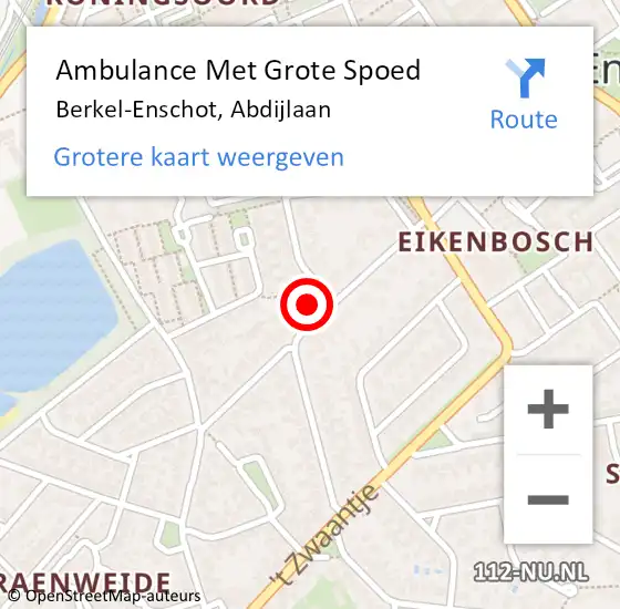 Locatie op kaart van de 112 melding: Ambulance Met Grote Spoed Naar Berkel-Enschot, Abdijlaan op 9 oktober 2014 19:00