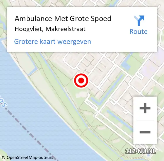 Locatie op kaart van de 112 melding: Ambulance Met Grote Spoed Naar Hoogvliet, Makreelstraat op 17 juni 2024 16:20