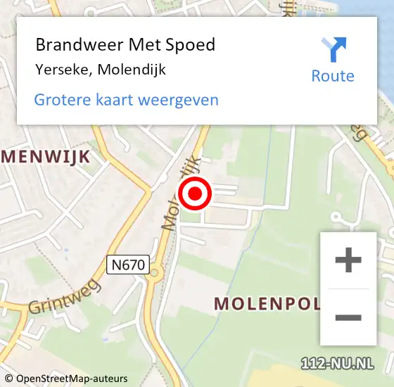 Locatie op kaart van de 112 melding: Brandweer Met Spoed Naar Yerseke, Molendijk op 17 juni 2024 16:27