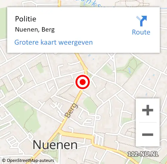 Locatie op kaart van de 112 melding: Politie Nuenen, Berg op 17 juni 2024 16:28