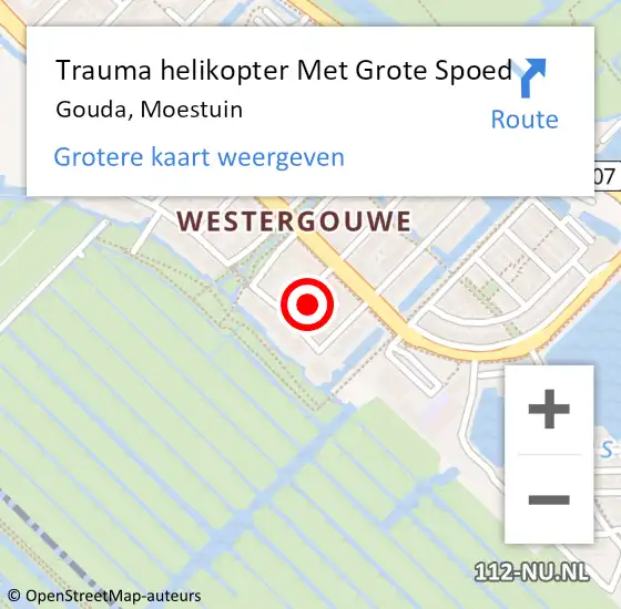 Locatie op kaart van de 112 melding: Trauma helikopter Met Grote Spoed Naar Gouda, Moestuin op 17 juni 2024 17:06