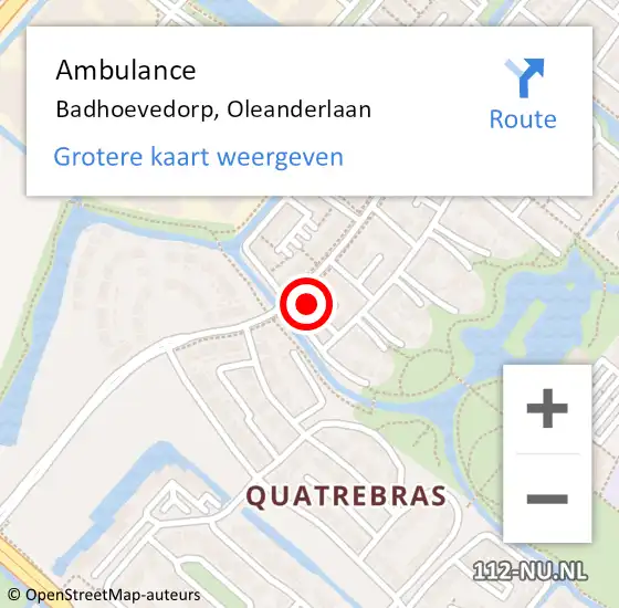 Locatie op kaart van de 112 melding: Ambulance Badhoevedorp, Oleanderlaan op 17 juni 2024 17:10