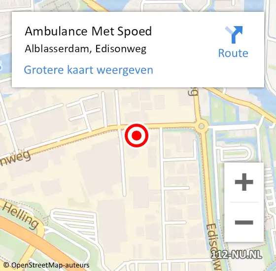 Locatie op kaart van de 112 melding: Ambulance Met Spoed Naar Alblasserdam, Edisonweg op 17 juni 2024 17:24