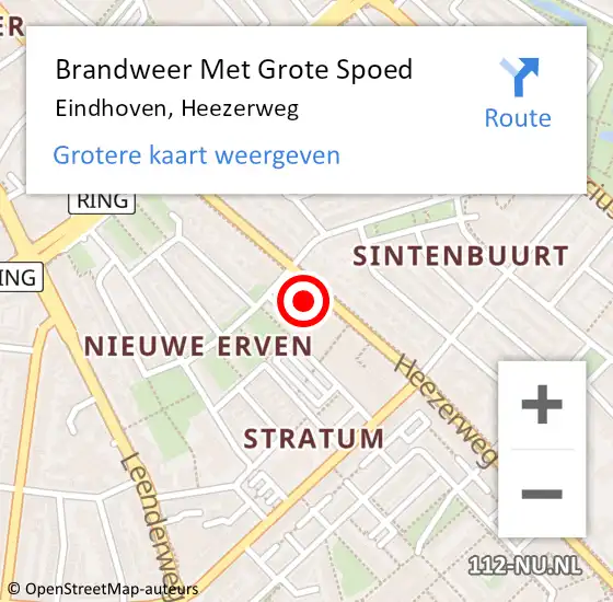 Locatie op kaart van de 112 melding: Brandweer Met Grote Spoed Naar Eindhoven, Heezerweg op 17 juni 2024 17:35