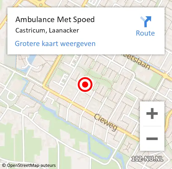 Locatie op kaart van de 112 melding: Ambulance Met Spoed Naar Castricum, Laanacker op 17 juni 2024 17:46