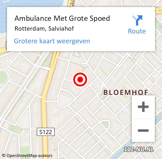 Locatie op kaart van de 112 melding: Ambulance Met Grote Spoed Naar Rotterdam, Salviahof op 17 juni 2024 17:51