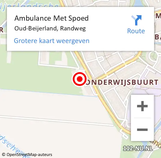 Locatie op kaart van de 112 melding: Ambulance Met Spoed Naar Oud-Beijerland, Randweg op 17 juni 2024 17:52