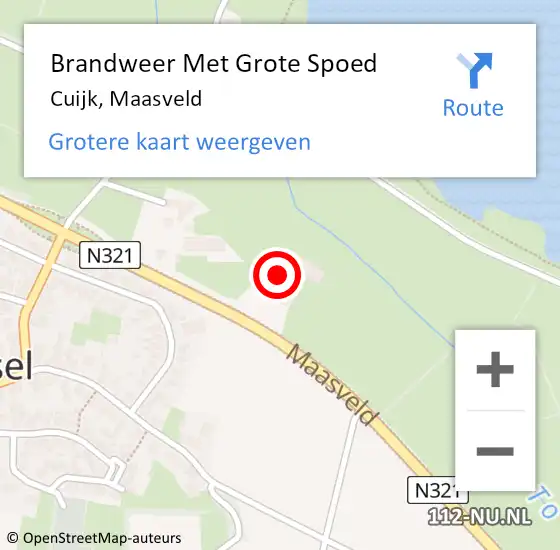 Locatie op kaart van de 112 melding: Brandweer Met Grote Spoed Naar Cuijk, Maasveld op 17 juni 2024 17:54