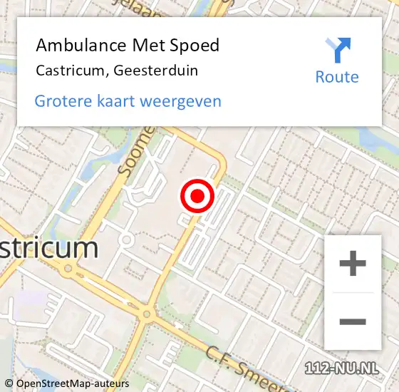 Locatie op kaart van de 112 melding: Ambulance Met Spoed Naar Castricum, Geesterduin op 17 juni 2024 17:59