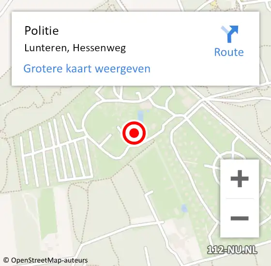 Locatie op kaart van de 112 melding: Politie Lunteren, Hessenweg op 17 juni 2024 18:00