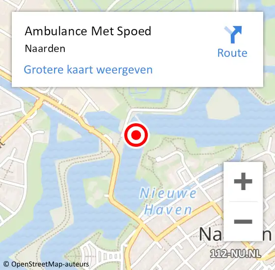 Locatie op kaart van de 112 melding: Ambulance Met Spoed Naar Naarden op 17 juni 2024 18:02