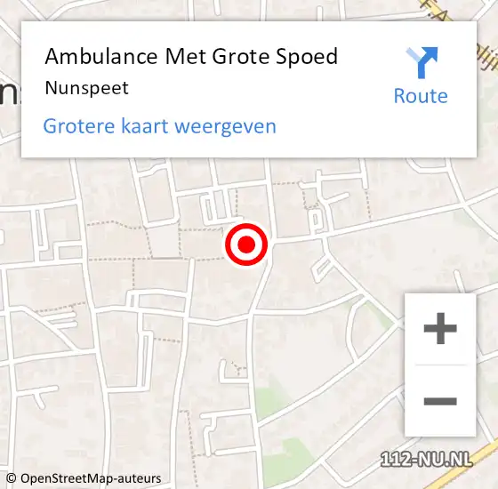 Locatie op kaart van de 112 melding: Ambulance Met Grote Spoed Naar Nunspeet op 17 juni 2024 18:12