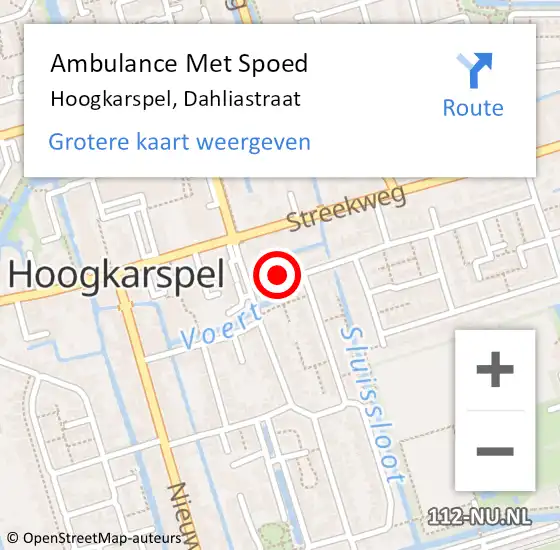 Locatie op kaart van de 112 melding: Ambulance Met Spoed Naar Hoogkarspel, Dahliastraat op 17 juni 2024 18:19