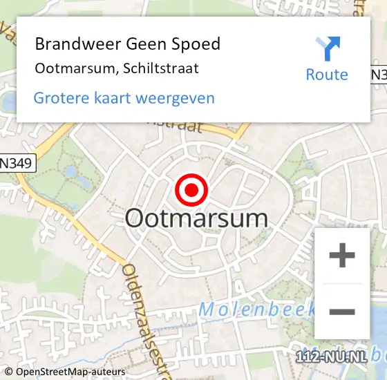 Locatie op kaart van de 112 melding: Brandweer Geen Spoed Naar Ootmarsum, Schiltstraat op 17 juni 2024 18:35