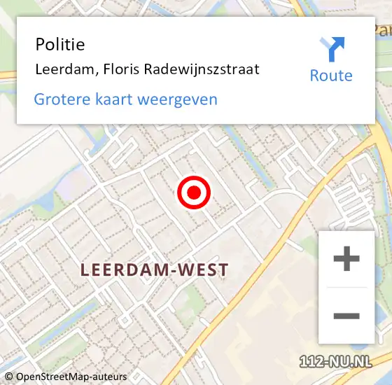 Locatie op kaart van de 112 melding: Politie Leerdam, Floris Radewijnszstraat op 17 juni 2024 18:41