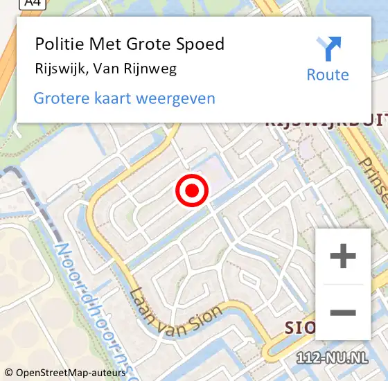 Locatie op kaart van de 112 melding: Politie Met Grote Spoed Naar Rijswijk, Van Rijnweg op 17 juni 2024 18:44