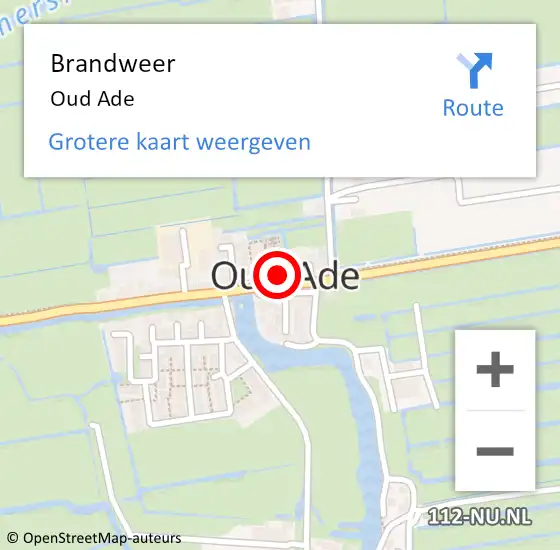 Locatie op kaart van de 112 melding: Brandweer Oud Ade op 9 oktober 2014 19:23