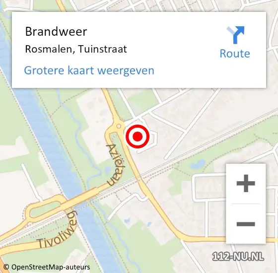 Locatie op kaart van de 112 melding: Brandweer Rosmalen, Tuinstraat op 9 oktober 2014 19:28