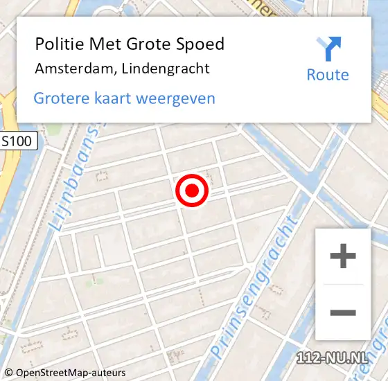Locatie op kaart van de 112 melding: Politie Met Grote Spoed Naar Amsterdam, Lindengracht op 17 juni 2024 19:14