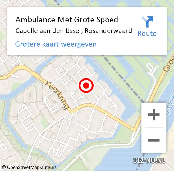 Locatie op kaart van de 112 melding: Ambulance Met Grote Spoed Naar Capelle aan den IJssel, Rosanderwaard op 17 juni 2024 19:14