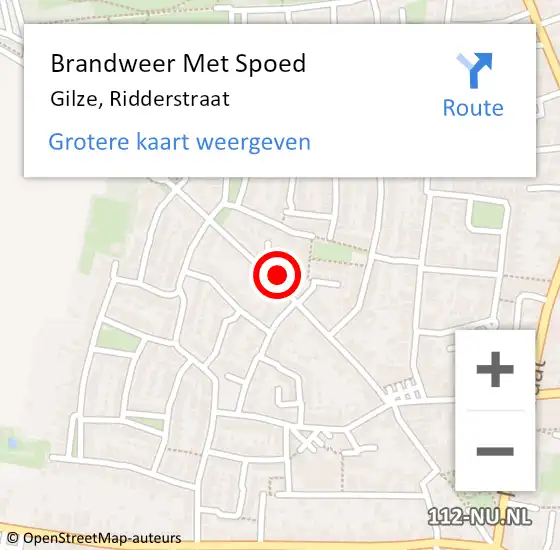 Locatie op kaart van de 112 melding: Brandweer Met Spoed Naar Gilze, Ridderstraat op 17 juni 2024 19:19