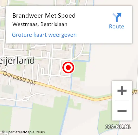 Locatie op kaart van de 112 melding: Brandweer Met Spoed Naar Westmaas, Beatrixlaan op 17 juni 2024 19:21