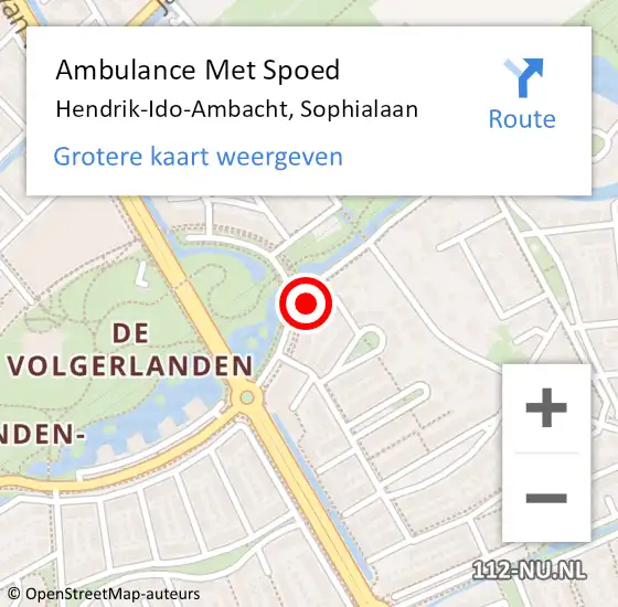 Locatie op kaart van de 112 melding: Ambulance Met Spoed Naar Hendrik-Ido-Ambacht, Sophialaan op 17 juni 2024 19:22