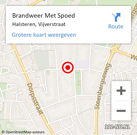 Locatie op kaart van de 112 melding: Brandweer Met Spoed Naar Halsteren, Vijverstraat op 17 juni 2024 19:26